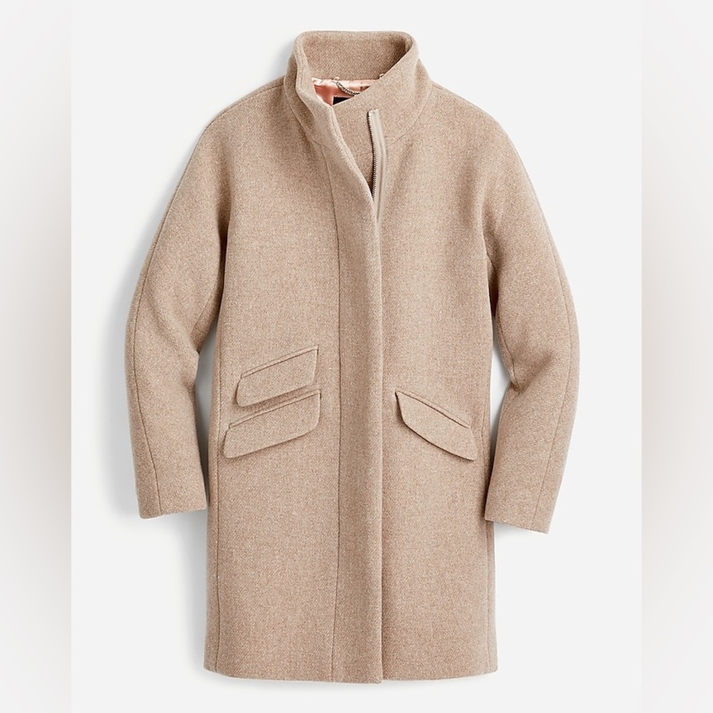 J Crew Cocoon coat in Italian stadium-cloth wool blend Size 10P Tan - Picture 1 of 5